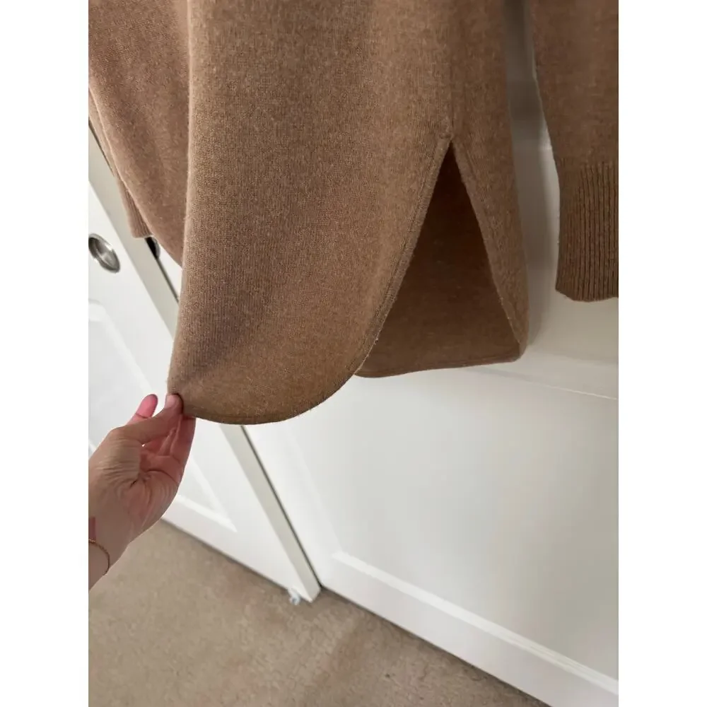 Halogen Cashmere Wool Tunic Sweater Tan Small Petite